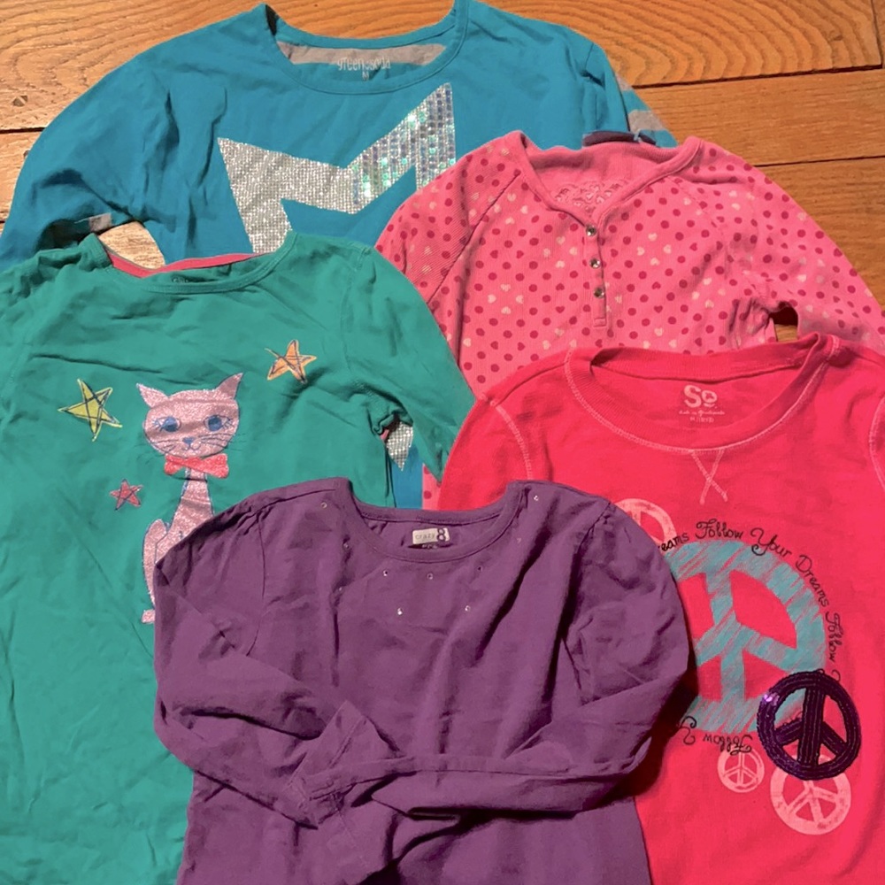 5-long sleeve girls tees. Mixed brands